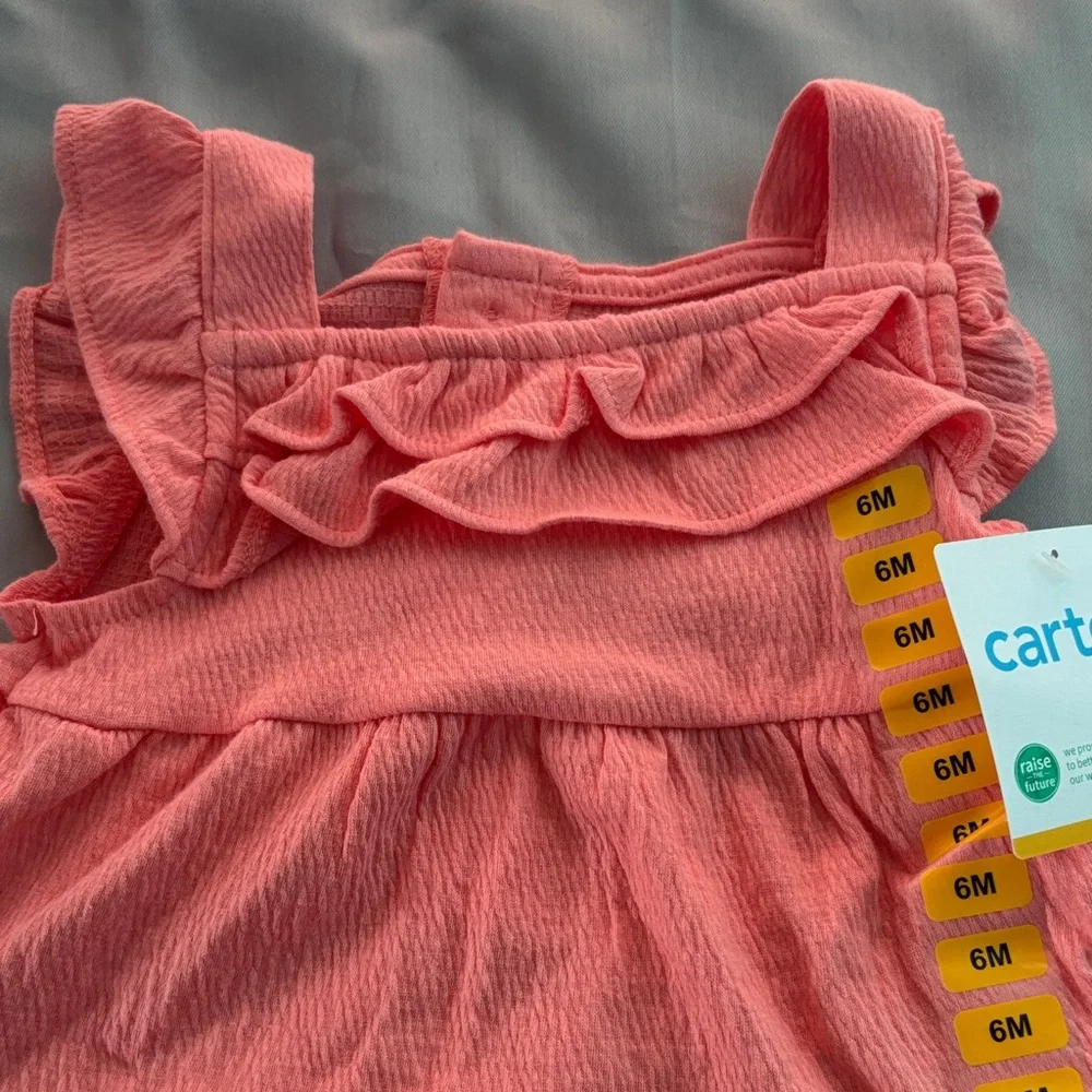 Carter's Coral Pink Ruffle Dress and Bodysuit - 6M